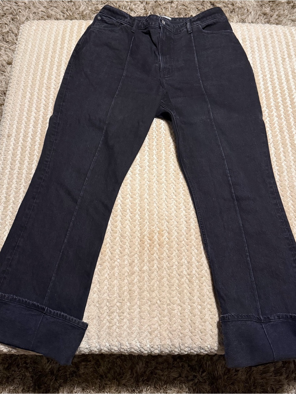 Abercrombie & Fitch Black Flare Jeans with Front Seams